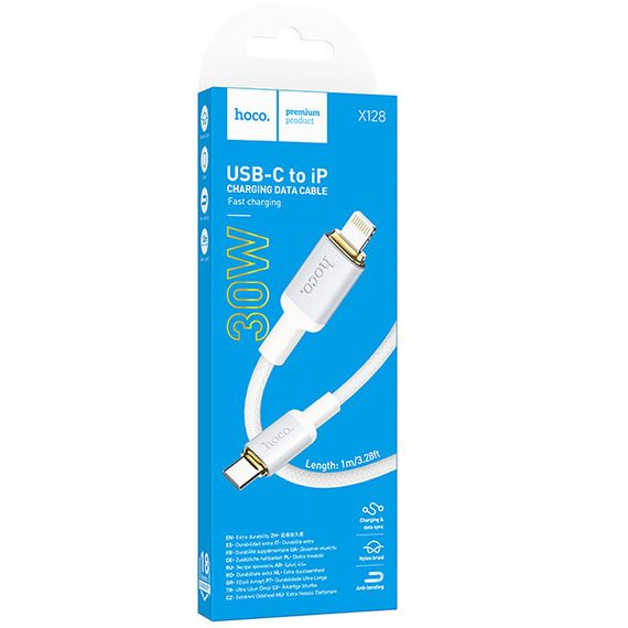 Дата кабель Hoco X128 Benefit Type-C to Lightning 30W (1m) White | Зображення 1