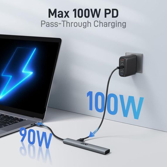 Концентратор Acer 5-в-1 USB-C — багатопортовий адаптер із 4K HDMI, потужністю 100 Вт і 3 портами USB-A | Зображення 8