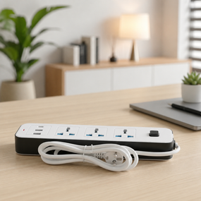 Подовжувач мережний розвиваючий AND WL-7 / Подовжувач з USB портами / Мережевий фільтр на 3 розетки, (2хUSB+Type-C), 2м