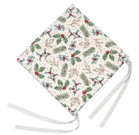 Подушка на стілець гобеленова MARIBEL Limaso, 40x40, Квадратна, Новорічний, Золотий люрекс, 60% поліестер, 24% бавовна, 16% акрил, поролон, Гобелен