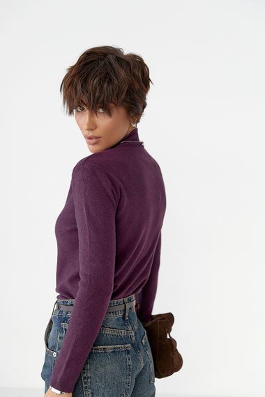 Базова трикотажна водолазка - баклажан цвет, ONE SIZE (є розміри) | Зображення 1