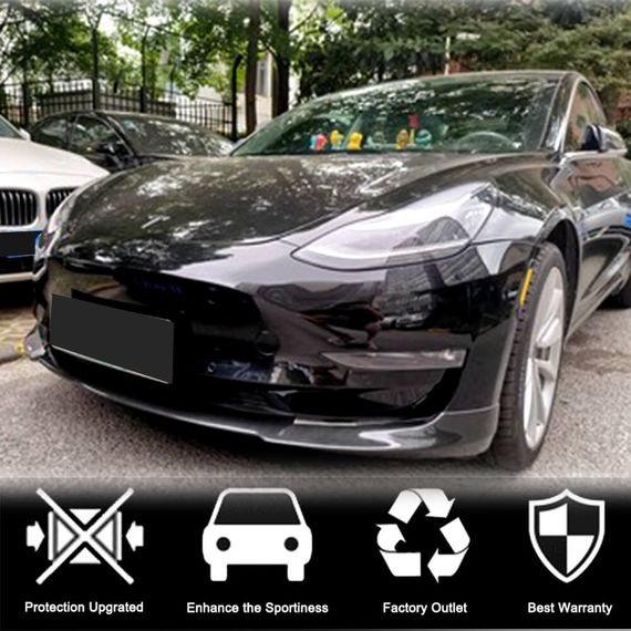 Накладка на передній бампер Lip V6 (2017-2023, Карбон) для Tesla Model 3 2017- рр | Зображення 2