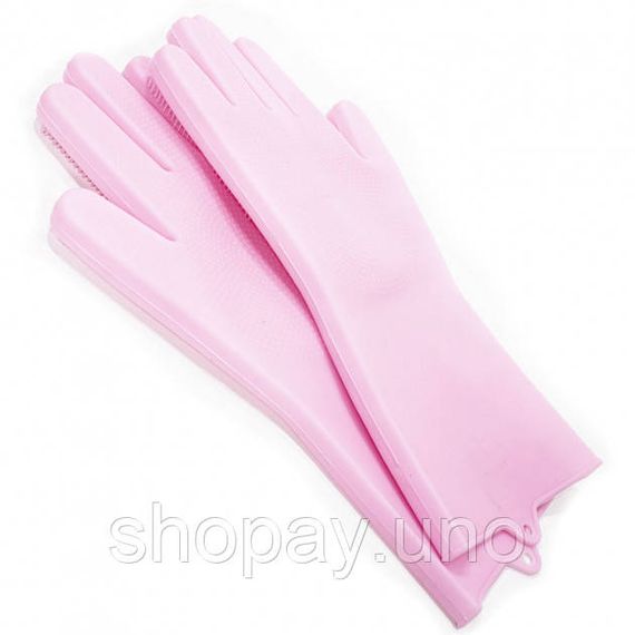 Силіконові рукавички Magic Silicone Gloves Pink для прибирання чистки миття посуду для будинку. Колір рожевий FD-83 | Зображення 2