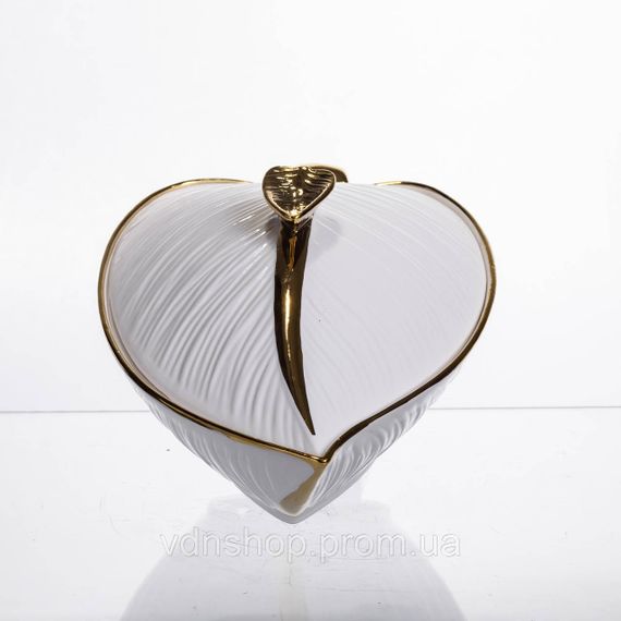 Супниця 800 (мл) каструля 26×18×14 (см) з кришкою Білий з золотом | Зображення 1