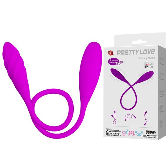Двосторонній вібратор PRETTY LOVE Snaky Vibe, фіолетовий Sex Aura