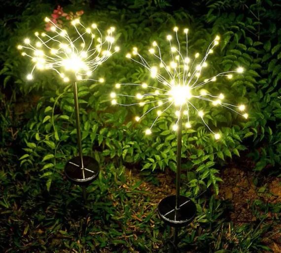 Ліхтар садовий Феєрверк газонний на сонячній батареї, 90 led, 8 режимів (2 шт. у комплекті) | Зображення 5