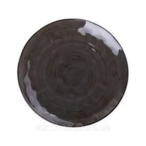 Тарелка сервировочная круглая 26 см плоская фарфоровая коричневая HP23393