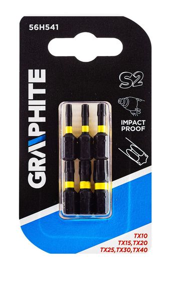 Біти Graphite , набір 6шт, 1/4', ударні, TX, 25мм, сталь S2 (56H541) | Зображення 1