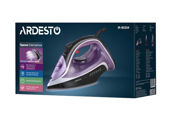 Праска ARDESTO IR-B2234, 2400Вт, 350мл, паровий удар, керам. підошва, фіолетово-чорний (IR-B2234) | Зображення 2