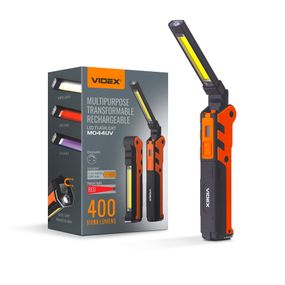 Фонарик LED портативный многоцелевой 400Lm 4000К черный/оранж VLF-M044UV Videx
