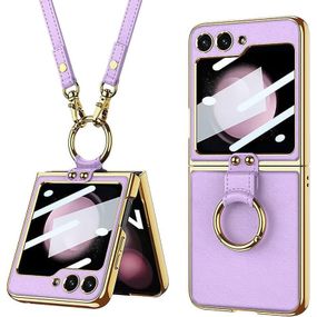 Шкіряний чохол GKK with ring and strap для Samsung Galaxy Z Flip5