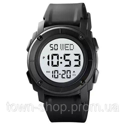 Часы наручные мужские SKMEI 1853BKWT BLACK-WHITE, армейские часы противоударные. Цвет: черный