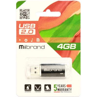 USB флеш накопитель Mibrand 4GB Cougar Black USB 2.0 (MI2.0/CU4P1B) (MI2.0/CU4P1B) | Зображення 2