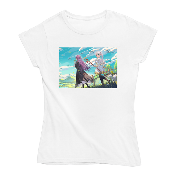 Футболка біла з принтом Frieren beyond journey's end Фрірен проводжає в останній шлях Frieren Кавун L ФП012418L