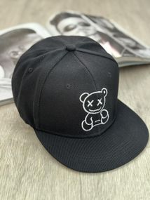 Кепка снепбек (Snapback)  з ведмедиком Тедді Чорний 56-61р (9062)