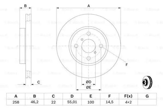 Диск гальмівний DAIHATSU CHARADE, TOYOTA YARIS, BOSCH (0986479363) | Зображення 4