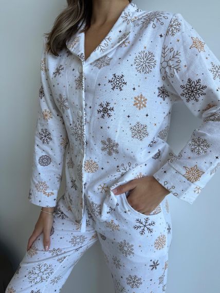 Домашня жіноча піжама COSY Сніжинки (сорочка+штани) | Зображення 7