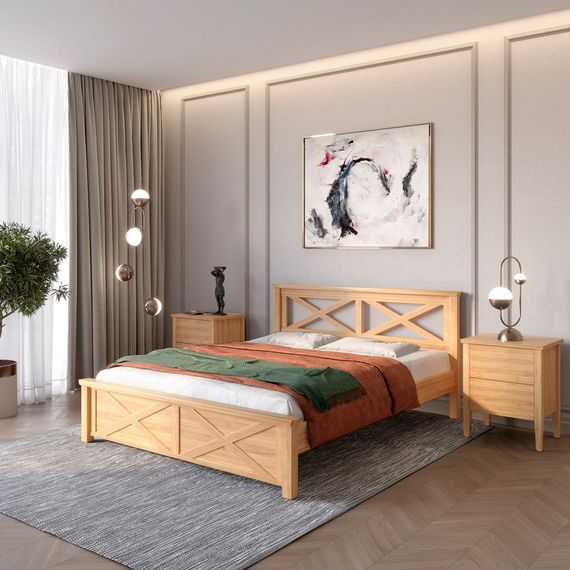 Двоспальне ліжко Mebigrand Прованс Н Горіх світлий 140х190 см (MBG-1591)