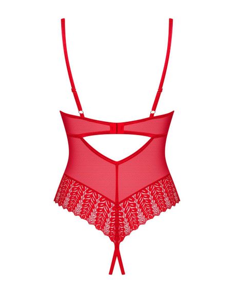 Боді з доступом Obsessive Ingridia crotchless teddy XS/S, червоне, відкриті груди sexstyle | Зображення 3