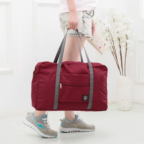 Складна дорожня сумка з кріпленням на валізу (48х32х16см), XL-676, Бордовий / Водонепроникна сумка для подорожей | Зображення 7