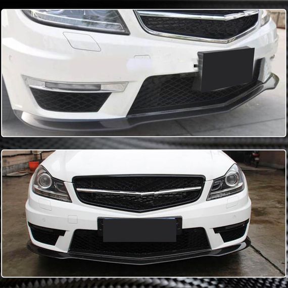 Накладка на передній бампер Lip V3 (для AMG 2012-2014, Карбон) для Mercedes C-class W204 рр | Зображення 3
