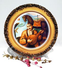 Патріотична тарілка Козак Мамай старовинний сюжет тарілка з українською символікою ТАРІЛКА + ПІДСТАВКА