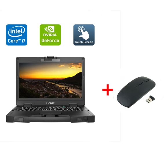 Захищений ноутбук Getac S410 / 14" (1920x1080) IPS Touch / Intel Core i7-6600U (2 (4) ядра по 2.6 - 3.4 GHz) / 8 GB DDR4 / 250 GB SSD / nVidia GeForce GTX 950M, 2 GB GDDR5, 128-bit / Windows 10 б/в + Подарунок Бездротова миша / USB