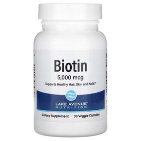 Біотин, Biotin, Lake Avenue Nutrition, 5000 мкг, 30 вегетаріанських капсул