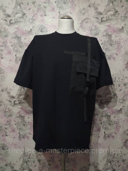 Футболка чоловіча трикотажна чорний oversize унісекс 56