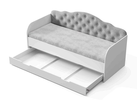 Мягкая односпальная кровать Sofia 1900х900 мм велюр светло-серый с ящиком для белья | Зображення 6