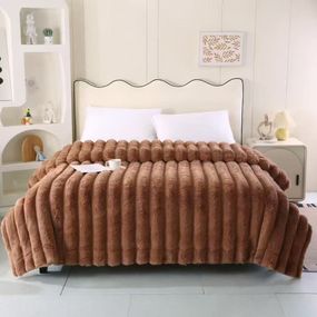 Плед Dushka Home Шиншила в полоску 21768 200х230 см коричневый