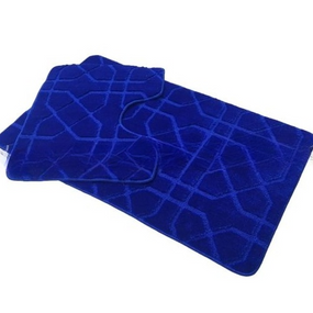 АКЦІЯ Набір килимків для ванної 2шт 50*60см+60*100см Геометрія Standard синій + Фіранка PEVA Дариана