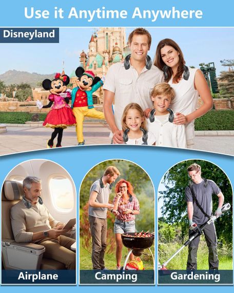 Портативний шейний вентилятор — складаний перезаряджуваний вентилятор із холодним повітрям, для спорту, подорожей і дому | Зображення 2