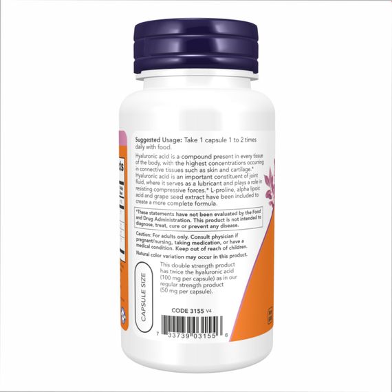 Hyaluronic Acid 100mg 2X Plus - 60 vcaps | Зображення 2