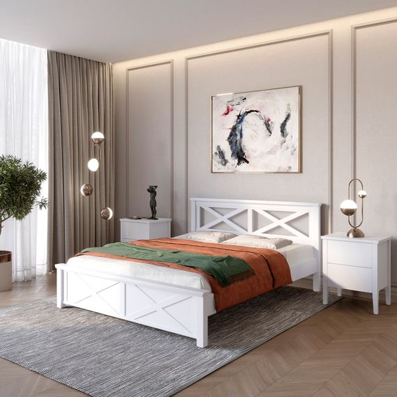 Двоспальне дерев'яне ліжко Mebigrand Прованс Н Сіро-блакитний (S2010R80B) 180х190 см (MBG-3118)