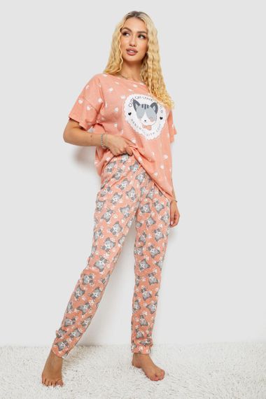 Пижама женская с принтом, цвет персиковый, 243R15448 | Зображення 2