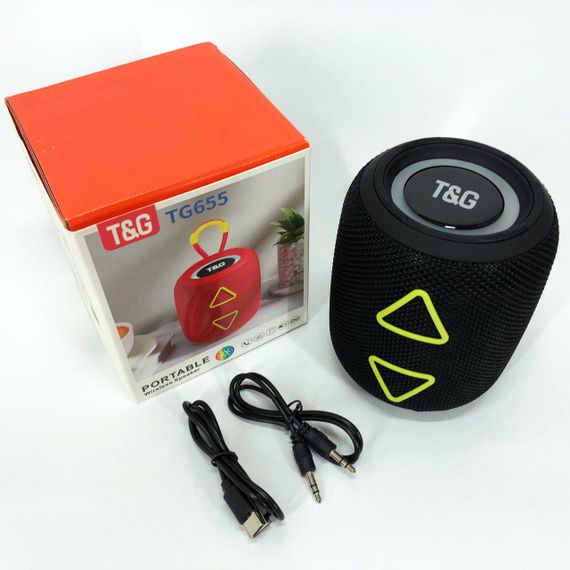 Портативна колонка TG655 5W з RGB підсвічуванням та ремінцем, Bluetooth колонка для вулиці. Колір: чорний | Зображення 9