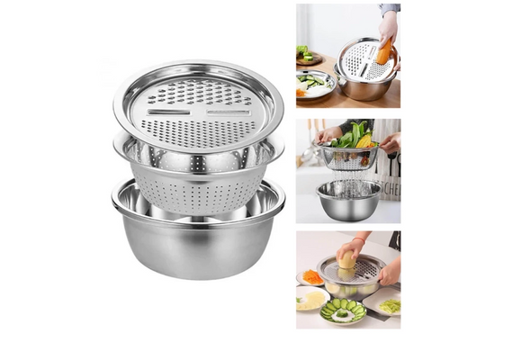 Многофункциональный кухонный набор из нержавеющей стали 3 в 1 Metal Basket Cutter | Зображення 7