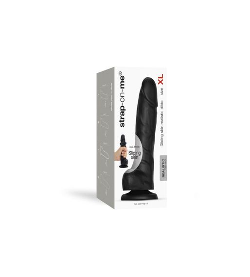 Реалистичный фаллоимитатор Strap-On-Me Sliding Skin Realistic Dildo Black XL, эффект подвижной кожи Sex Aura | Зображення 8