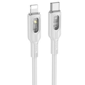 Дата кабель Hoco U120 Transparent explore intelligent power-off PD 27W Type-C to Lightning (1.2m)