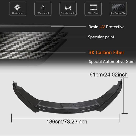 Накладка на передній бампер Lip (Карбон) для BMW I8 2014-2020 рр | Зображення 5
