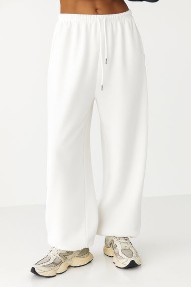 Спортивні штани з плюшевим начісом - молочний цвет, M (є розміри)