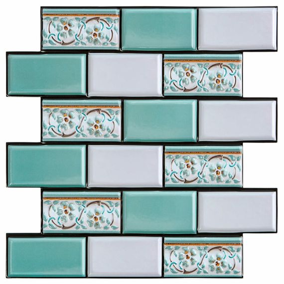 Декоративна ПВХ плитка на самоклейці 300х300х5мм М'ятна, ціна за 1 шт. (СПП-505) SW-00001139