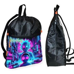 Рюкзак-мешок для обуви,спортивной формы Рик и Морти детская сумка для сменки с расширителем (01389)