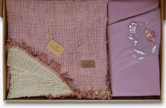 Комплект постельного белья с пледом La Maison 230×240 Selin Gul - Bej | Зображення 1