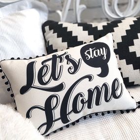 Подушка из мешковины с помпонами Let`s stay home 45x32 см (43PHBP_21NG002)