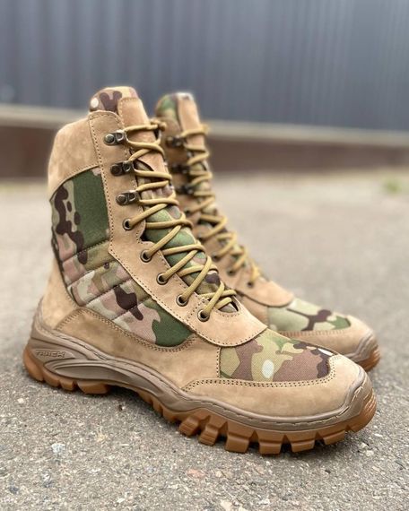 Тактичні літні берці Nubuck вставка Cordura койот/ мультикам | Зображення 1