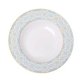 Тарелка суповая фарфоровая 21.5 см с орнаментом HP-7-739