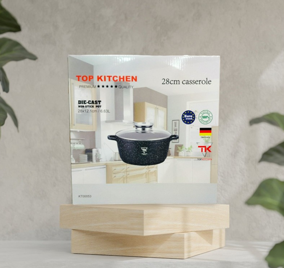 Каструля казан з мармуровим покриттям антипригарним 28х12,1см /6,63 л Top Kitchen TK00053 Черна | Зображення 1
