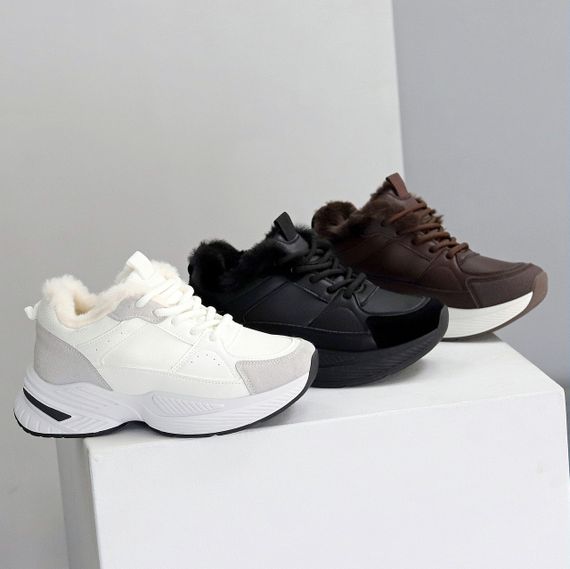 Комбіновані зимові прогулянкові чорні кросівки | Зображення 9